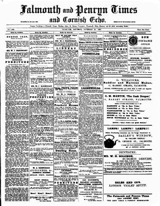 cover page of Cornish Echo and Falmouth & Penryn Times published on November 23, 1895