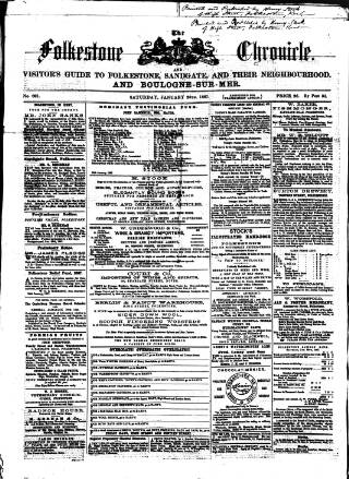 cover page of Folkestone Chronicle published on January 26, 1867