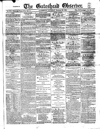 cover page of Gateshead Observer published on December 25, 1869