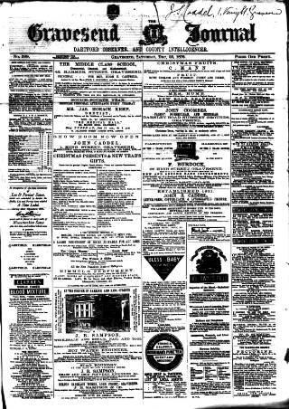 cover page of Gravesend Journal published on December 25, 1875