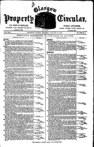 cover page of Glasgow Property Circular and West of Scotland Weekly Advertiser published on January 26, 1886