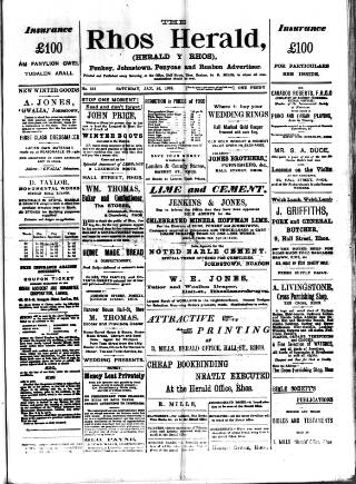 cover page of Rhos Herald published on January 26, 1901