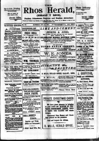 cover page of Rhos Herald published on November 23, 1901