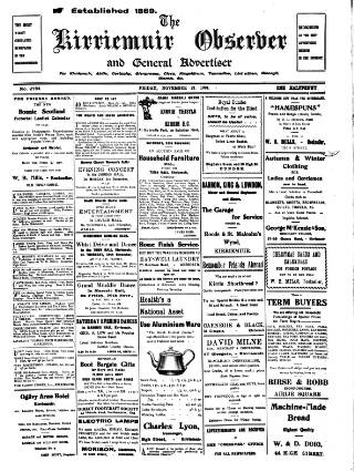 cover page of Kirriemuir Observer and General Advertiser published on November 23, 1934