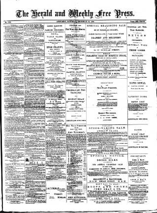 cover page of Weekly Free Press and Aberdeen Herald published on December 25, 1880