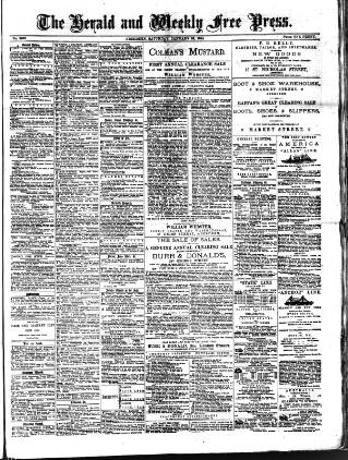 cover page of Weekly Free Press and Aberdeen Herald published on January 26, 1884