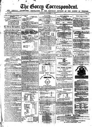 cover page of Gorey Correspondent published on December 25, 1875