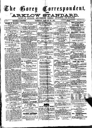 cover page of Gorey Correspondent published on January 26, 1884