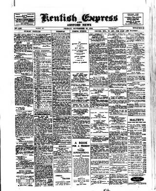 cover page of Kentish Express published on November 23, 1934