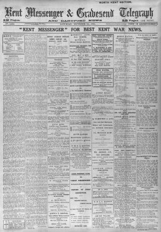 cover page of Kent Messenger & Gravesend Telegraph published on December 25, 1915