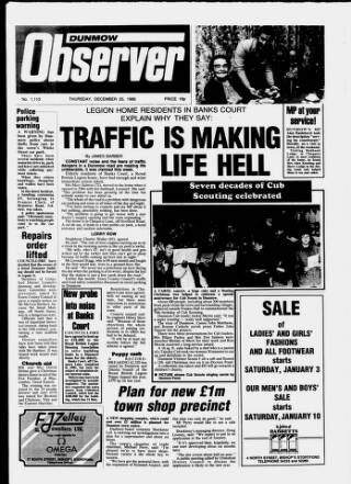 cover page of Dunmow Observer published on December 25, 1986