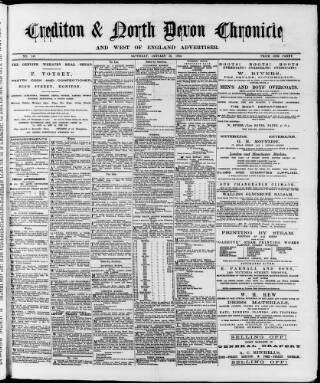 cover page of Crediton Gazette published on January 26, 1884