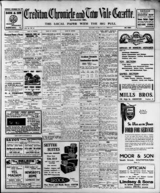 cover page of Crediton Gazette published on November 23, 1939