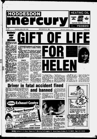 cover page of Hoddesdon and Broxbourne Mercury published on November 23, 1984