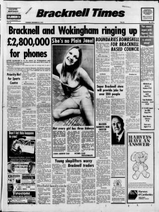 cover page of Bracknell Times published on November 23, 1972