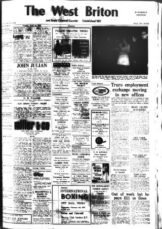 cover page of West Briton and Cornwall Advertiser published on January 26, 1970