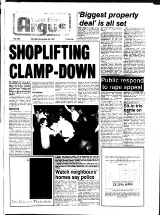 cover page of West Briton and Cornwall Advertiser published on November 23, 1987