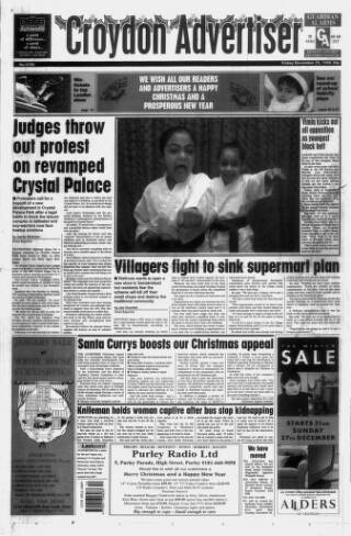 cover page of Croydon Advertiser and East Surrey Reporter published on December 25, 1998