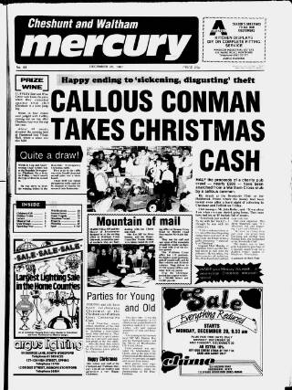 cover page of Cheshunt and Waltham Mercury published on December 25, 1987