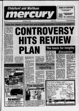 cover page of Cheshunt and Waltham Mercury published on November 23, 1990