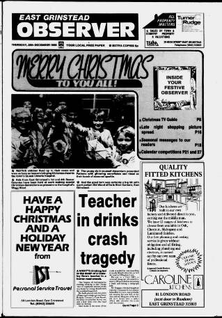 cover page of East Grinstead Observer published on December 25, 1986