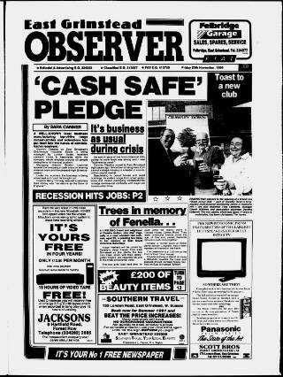 cover page of East Grinstead Observer published on November 23, 1990