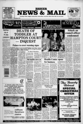 cover page of Esher News and Mail published on November 23, 1994