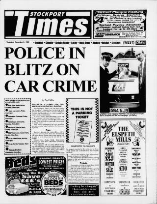 cover page of Stockport Times published on December 2, 1999