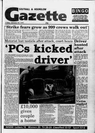 cover page of Southall Gazette published on January 26, 1990