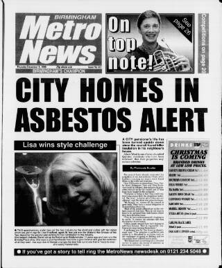 cover page of Birmingham News published on December 9, 1999