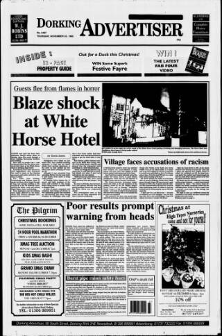 cover page of Dorking and Leatherhead Advertiser published on November 23, 1995