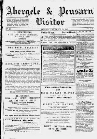 cover page of Abergele & Pensarn Visitor published on December 25, 1869