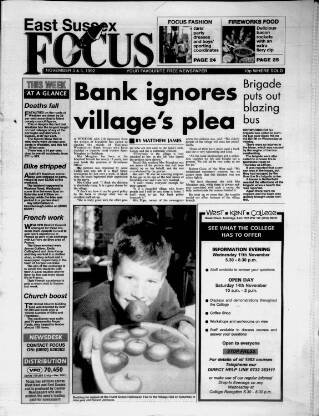 cover page of East Sussex Focus published on November 4, 1992