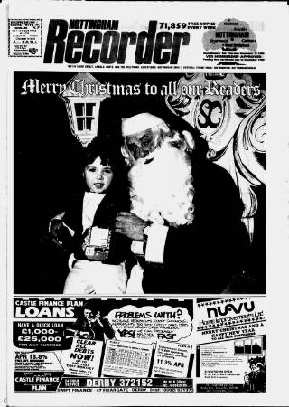 cover page of Nottingham Recorder published on December 25, 1986