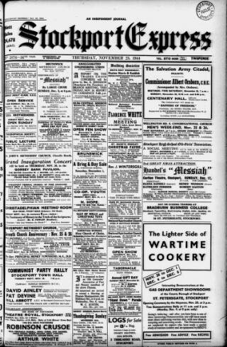 cover page of Stockport County Express published on November 23, 1944