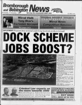 cover page of Bebington News published on December 15, 1999