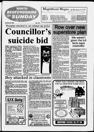 cover page of Bedfordshire on Sunday published on January 26, 1992