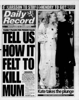 cover page of Daily Record published on November 23, 1998