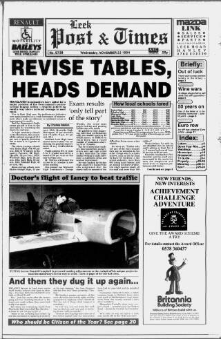 cover page of Leek Post & Times published on November 23, 1994