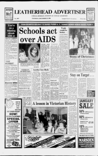 cover page of Leatherhead Advertiser published on December 25, 1986