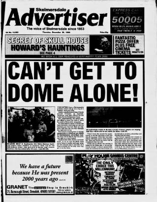 cover page of Skelmersdale Advertiser published on December 30, 1999