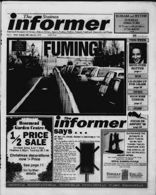 cover page of Staines Informer published on January 26, 1996