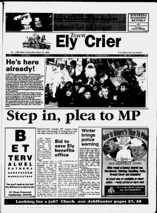 cover page of Ely Town Crier published on November 23, 1996