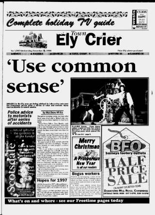 cover page of Ely Town Crier published on December 27, 1996