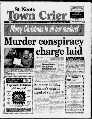 cover page of St Neots Town Crier published on December 25, 1993