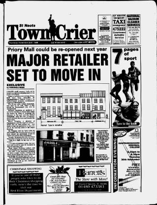 cover page of St Neots Town Crier published on November 25, 1999