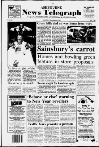 cover page of Ashbourne News Telegraph published on November 23, 1995