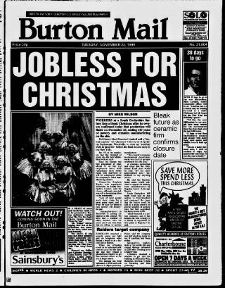 cover page of Burton Daily Mail published on November 23, 1999