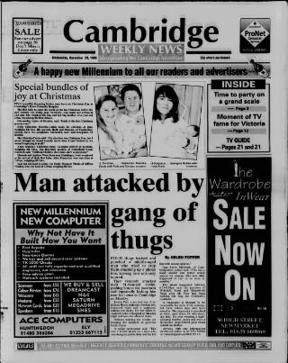 cover page of Cambridge Weekly News published on December 29, 1999