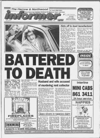 cover page of Harrow Informer published on November 23, 1990